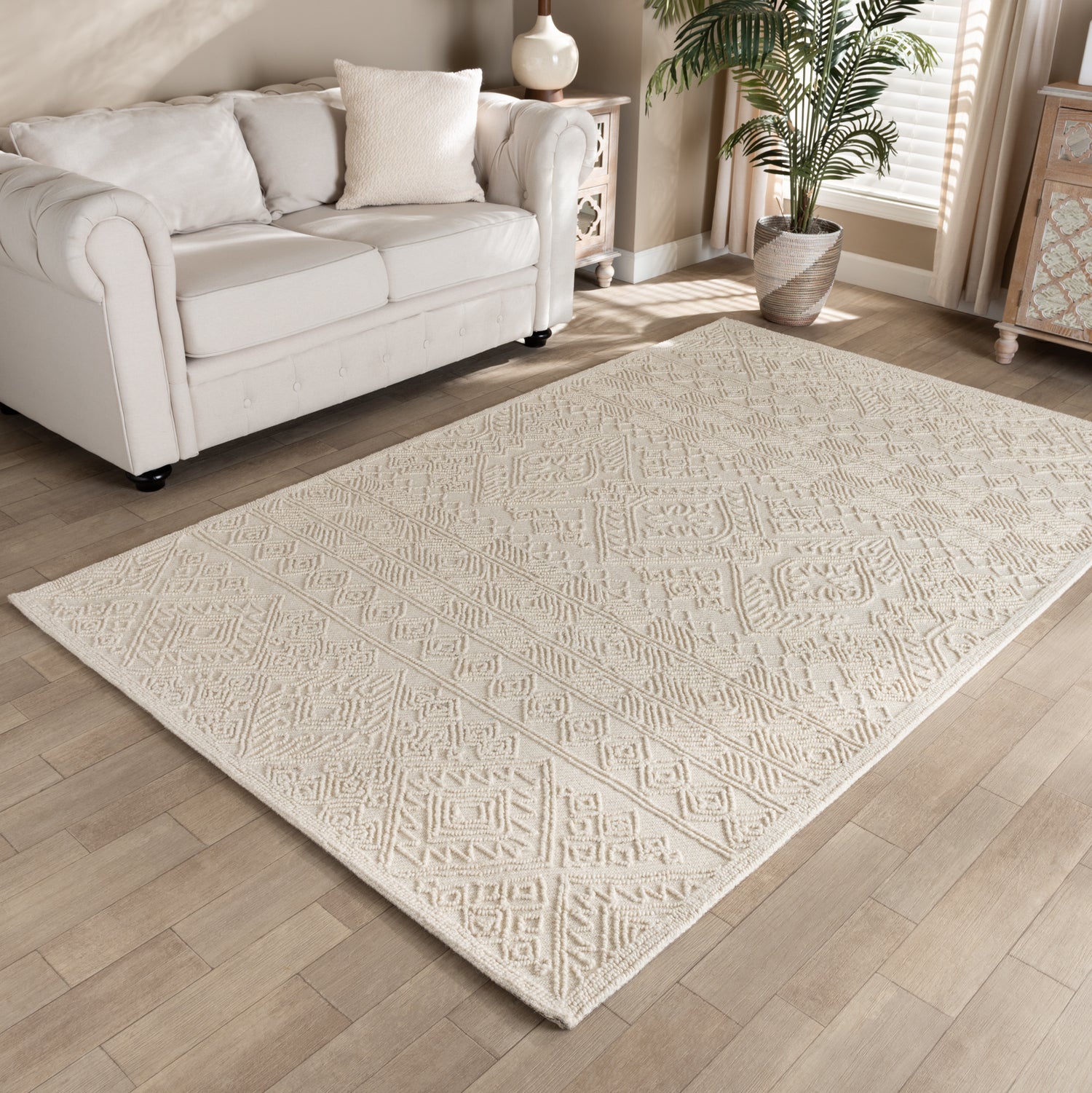 Linwood Area Rug Modern Ivory Hand-Tufted Wool Design for Stylish Home Decor