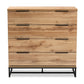 Reid 4-Drawer Dresser in Modern Industrial Style with Oak Finish and Black Metal Accents