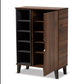 Idina Shoe Cabinet Mid-Century Modern Two-Tone Walnut Brown and Grey Finished Wood 1-Door