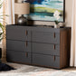 Rikke Dresser: Modern Two-Tone Gray and Walnut Finished Wood 6-Drawer Storage Solution for Bedroom Organization