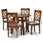 Adara 5-Piece Dining Set Modern Grey Fabric Upholstered Chairs with Walnut Brown Finished Wood Table