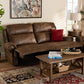 Buckley Reclining Sofa Modern Light Brown Faux Leather Upholstered 2-Seater Couch for Stylish Living Rooms