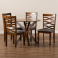 Mila 5-Piece Dining Set - Modern Grey Fabric Chairs with Walnut Brown Finished Wood Table