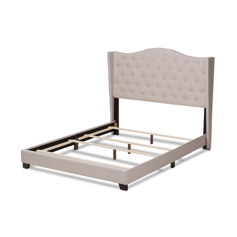 Alesha Bed - Modern and Contemporary Beige Fabric Upholstered