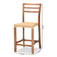 Arthur Counter Stool - Mid-Century Modern Walnut Brown Mahogany with Natural Rattan Seat