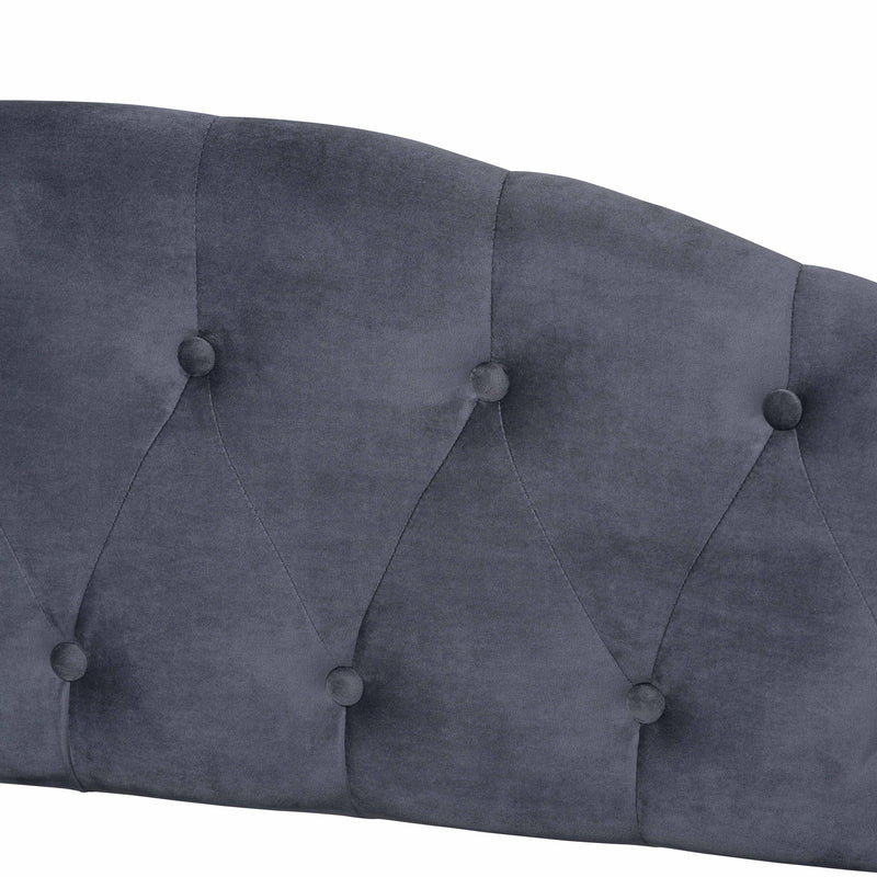 Benjamin Daybed - Modern and Contemporary Grey Velvet Fabric Upholstered with Dark Brown Finished Wood