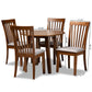 Lida 5-Piece Dining Set Modern Grey Fabric Upholstered Chairs with Walnut Brown Finished Wood Table