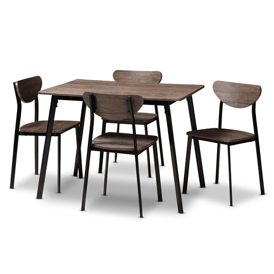 Ornette Mid-Century Modern Dining Set 5-Piece Matte Black Frame Furniture for Chic Dining Rooms