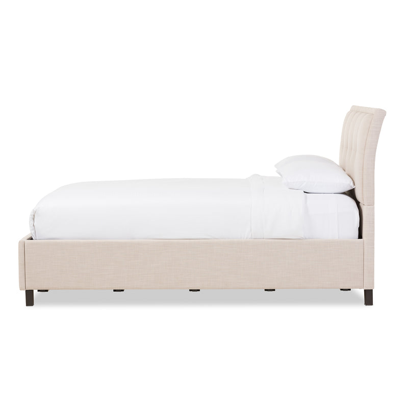 Lea Modern and Contemporary Beige Mix-Linen Storage Platform Bed