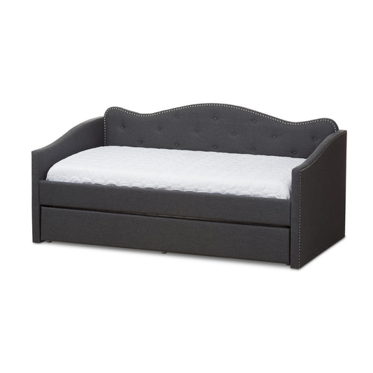 Kaija Daybed - Modern and Contemporary Dark Grey Fabric with Trundle