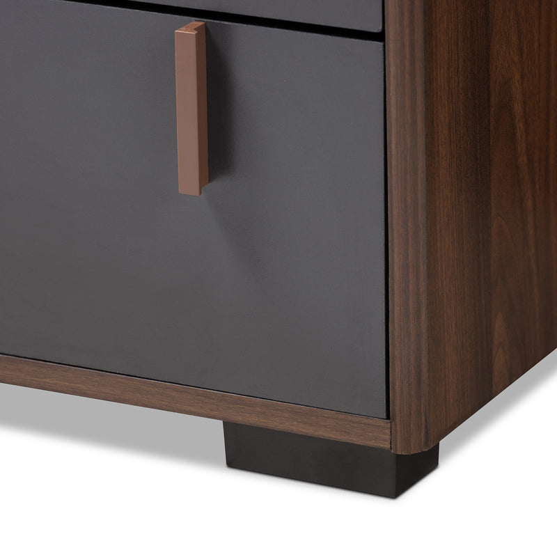 Rikke Dresser: Modern Two-Tone Gray and Walnut Finished Wood 6-Drawer Storage Solution for Bedroom Organization