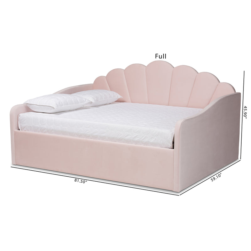 Timila Daybed - Modern and Contemporary Light Pink Velvet Fabric Upholstered