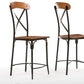 Broxburn Bar Stool Set of 2 Light Brown Wood and Metal Design for Modern Home or Kitchen