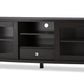 Walda 60-Inch TV Cabinet in Greyish Dark Brown Wood with 2 Sliding Doors and 1 Drawer for Stylish Living Room Storage Solutions