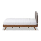 Penelope Platform Bed - Mid-Century Modern Solid Walnut Wood with Grey Fabric Upholstery