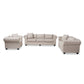 Alaise Living Room Set Modern Classic Beige Linen Tufted Scroll Arm Chesterfield 3-Piece