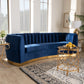 Milena Glam Sofa Royal Blue Velvet Upholstered with Gold Finish Luxurious Modern Furniture for Living Room Decor