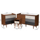 Halden Mid-Century Modern 3-Piece Storage Set in Multicolor Walnut Brown and Grey Wood Finish