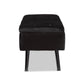 Caine Storage Bench Modern and Contemporary Black Velvet Fabric Upholstered with Dark Brown Finished Wood