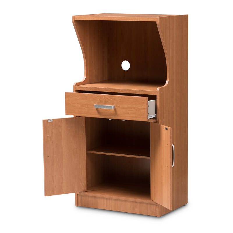 Lowell Kitchen Cabinet in Modern Brown Wood Finish, Stylish Storage Solution for Your Home