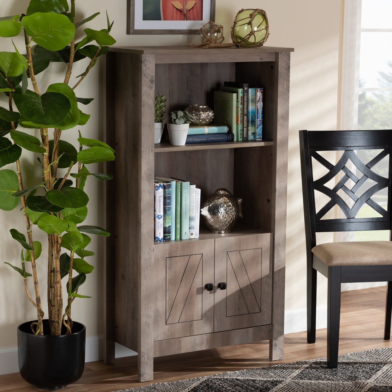 Derek 3-Tier Bookcase in Rustic Oak Finish - Stylish Wooden Storage for Home or Office