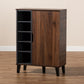 Idina Shoe Cabinet Mid-Century Modern Two-Tone Walnut Brown and Grey Finished Wood 1-Door