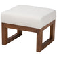 Yashiya Ottoman Mid-Century Modern Off-White Boucle Upholstered Walnut Brown Finished Wood Footstool