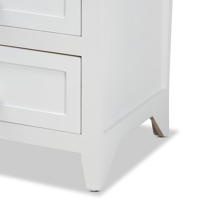 Karsen End Table - Modern White Finished Wood Design with 2 Drawers for Stylish Storage