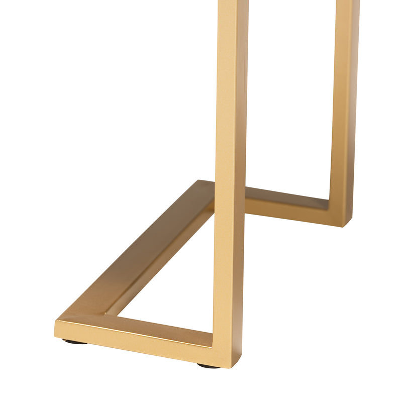 Luna End Table - Contemporary Glam Design with Black Wood and Gold Metal Accents