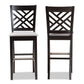 Jason Bar Stool Set Modern Contemporary Grey Fabric Upholstered Espresso Brown Finished Wood 2-Piece