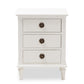 Venezia Nightstand French-Inspired Rustic Whitewash Wood 3-Drawer Storage Solution for Bedroom Decor