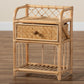 Kobie Nightstand Modern Bohemian Natural Brown Rattan with 1 Drawer for Chic Bedroom Storage