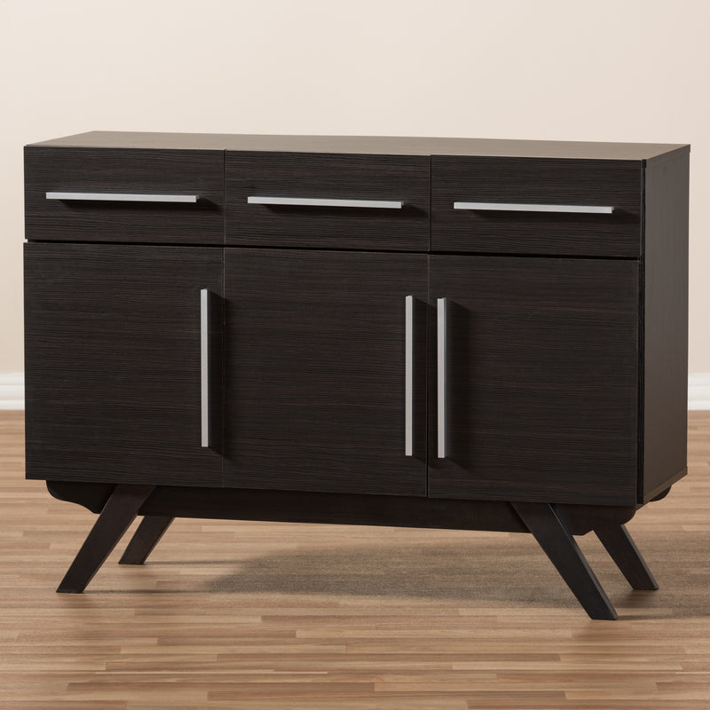 Ashfield Sideboard Mid-Century Modern Espresso Brown Wood 3-Drawer Storage Cabinet for Living or Dining Room