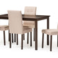 Andrew Dining Set Modern and Contemporary 5-Piece Beige Fabric Upholstered Grid-tufting