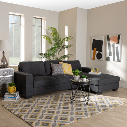 Langley Sectional Sofa Modern and Contemporary Dark Grey Fabric Upholstered with Right Facing Chaise