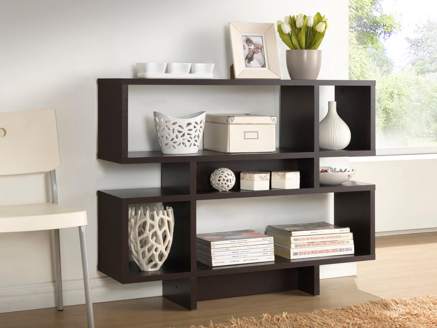 Cassidy Modern Bookshelf 4-Level Dark Brown Storage Unit for Home or Office Stylish Functional Bookcase