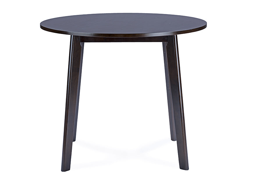 Debbie Mid-Century Round Dining Table in Dark Brown Wood - Stylish Functional Dining Furniture for Modern Homes