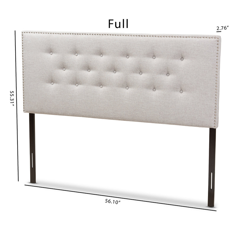 Windsor Headboard - Modern and Contemporary Greyish Beige Fabric Upholstered