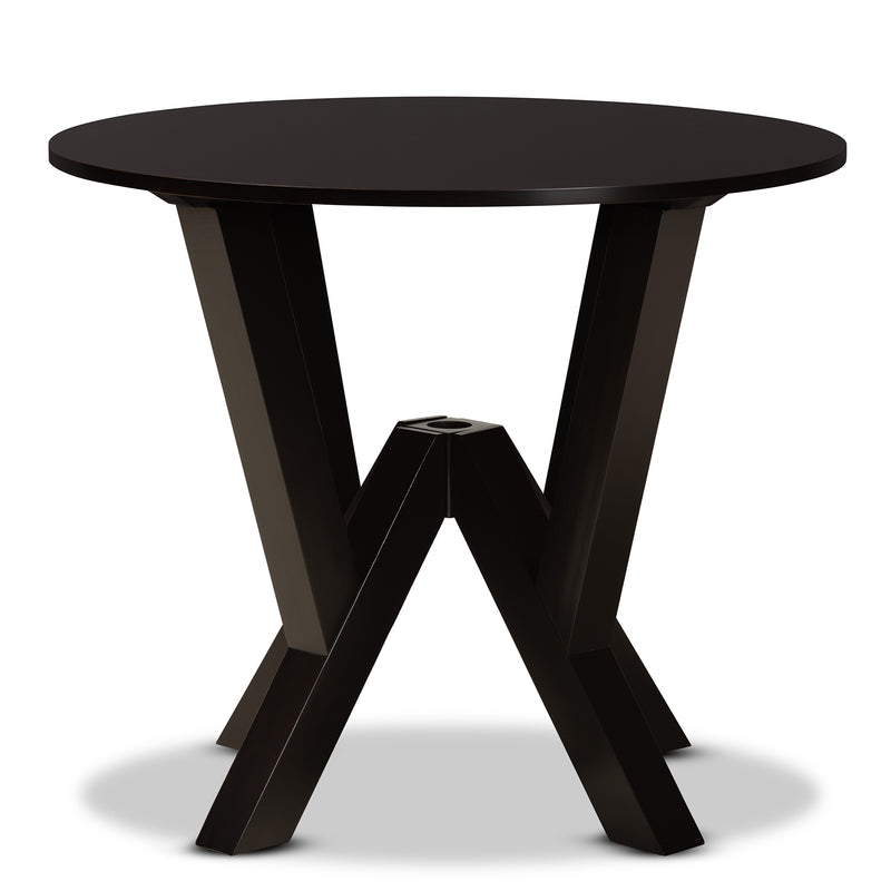 Irene Dining Table Modern and Contemporary Dark Brown Finished 35-Inch Wide Round Wood