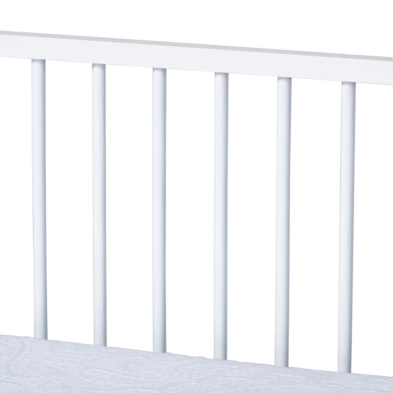 Renata Twin Size Spindle Daybed with Trundle Classic White Wood Design for Versatile Sleeping and Seating Solutions