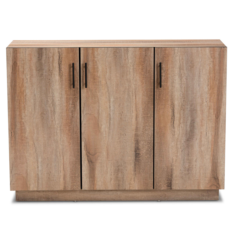 Patton Sideboard Modern Natural Oak Finished Wood 3-Door Dining Room Buffet for Stylish Storage and Display