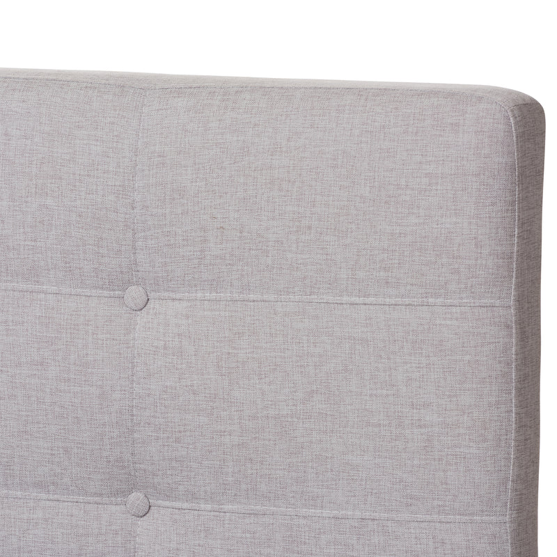 Valencia Platform Bed - Mid-Century Modern Greyish Beige Fabric