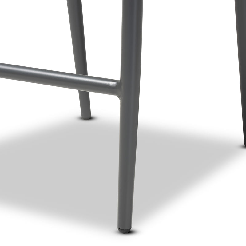 Wendell Outdoor Bar Stool Modern Contemporary Design Grey Finished Rope Metal Construction Stylish Patio Seating