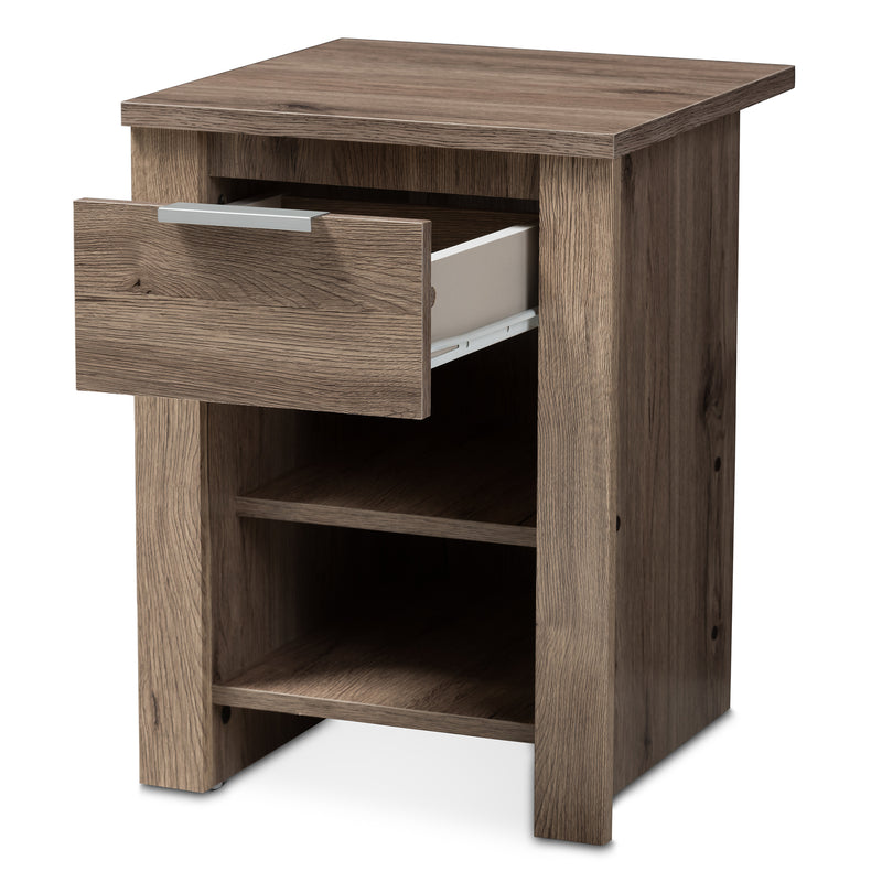 Laverne Nightstand Modern Oak Brown Design with 1 Drawer for Bedroom Storage