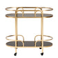 Leighton Wine Cart - Contemporary Glam Luxe Design with Gold Metal and Tempered Glass, 2-Tier Serving Cart