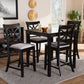 Chandler Dining Set Modern and Contemporary Grey Fabric Upholstered Espresso Brown Finished Wood 5-Piece Counter Height Pub