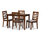 Abilene Dining Set Mid-Century Walnut Finished and Grey Fabric Upholstered 5-Piece