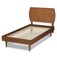 Yori Twin Size Platform Bed in Mid-Century Walnut Brown Wood with Sleek Design and Sturdy Construction