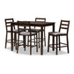 Nadine Pub Set Modern 5-Piece Dining Set with Walnut Finish and Light Grey Fabric Upholstery