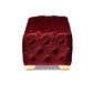 Avara Bench Ottoman Burgundy Velvet Fabric Upholstered Gold Finished Button Tufted